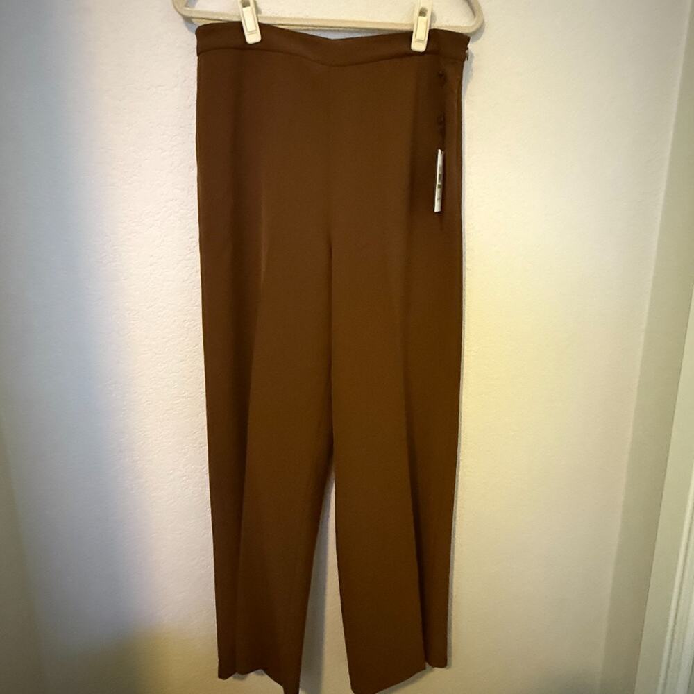DKNY Womens Petites High-Rise Sunbaked Straight Wide Leg Pants NEW Size 14P